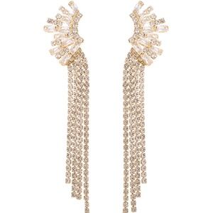 CZ Half Starburst Tassel Earrings